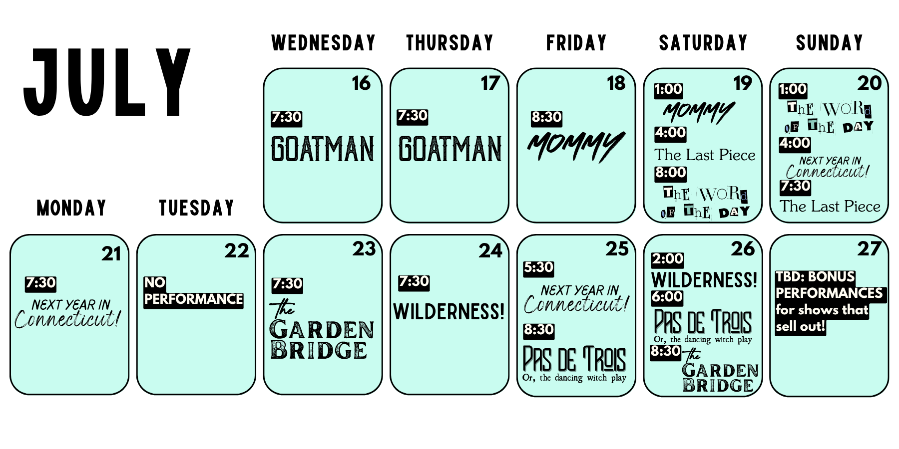 NYC Festival Schedule