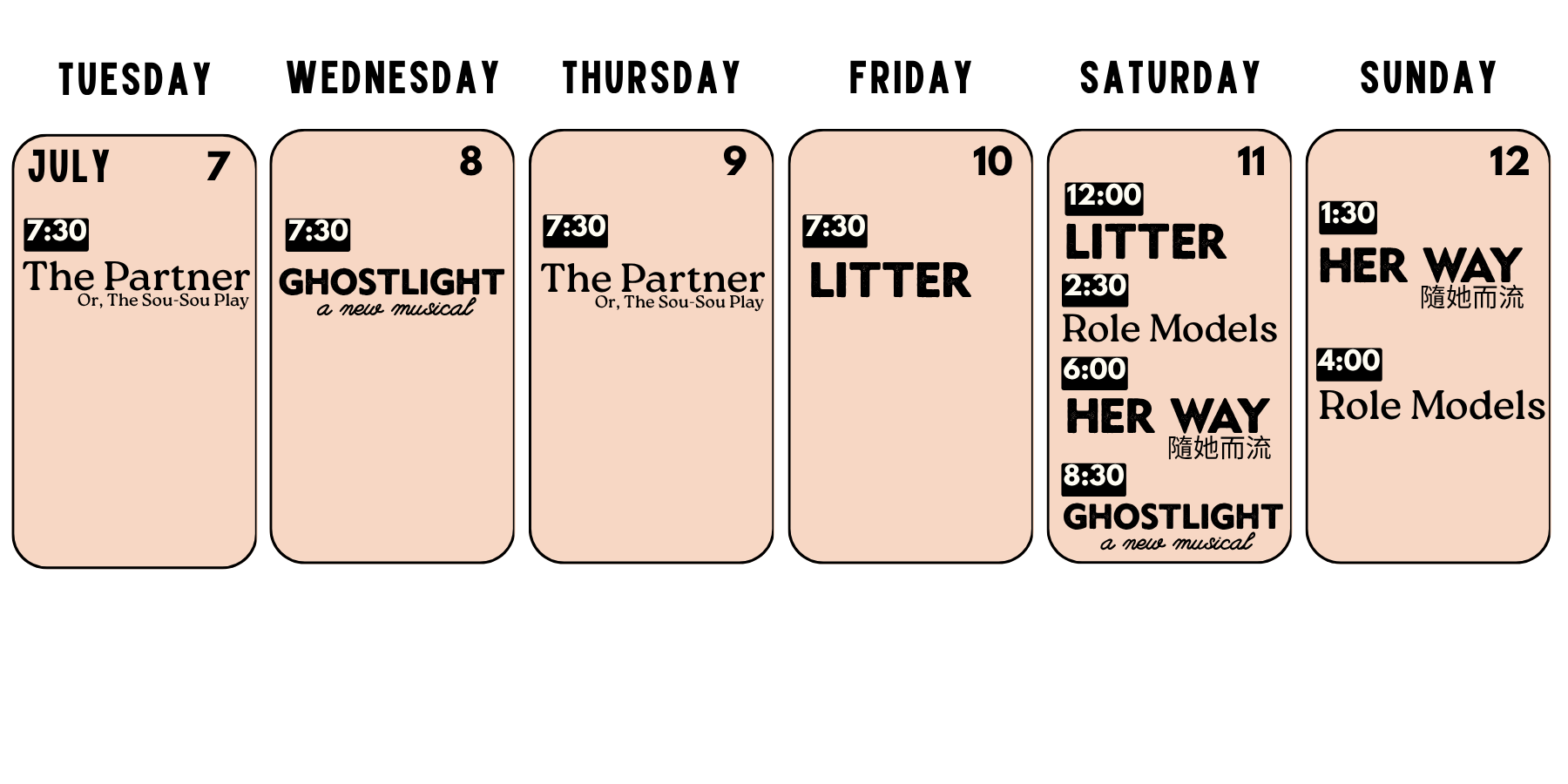 Calendar Graphic of LA Festival Week Schedule